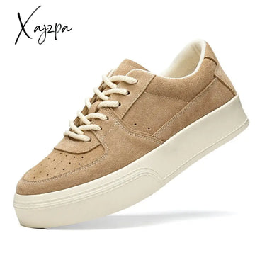 Xajzpa - New Vulcanize Shoes For Men Cow Suede Handmade Lace-Up Casual Canvas Skateboard Zapatillas